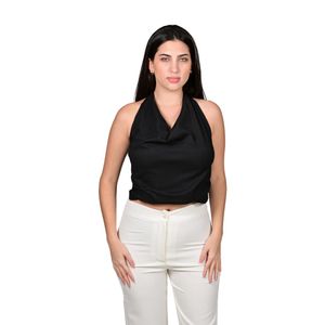 Top Crop En Yoyo Negro Mujer Tiare