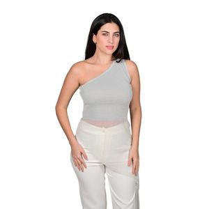 Blusa Un Hombro En Tull Plata Mujer Tiare