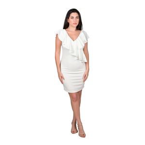 Vestido Manga Corta Ajustado Marfil Mujer Juliette