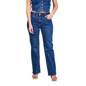 Jeans Medio Recto Fit Azul Oscuro Mujer Tiare