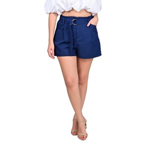 Short Holgado Con Cinturón Desmontable Azul Marino Mujer Tiare