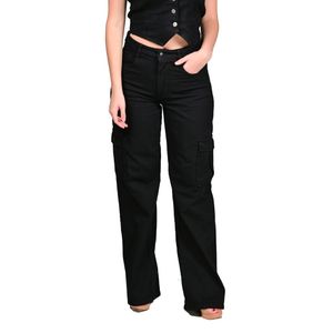 Jeans Cargo Wide Leg Negro Mujer Tiare