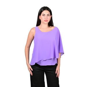 Blusa Manga Corta Un Solo Hombro En Gasa Doble Lavanda Mujer Juliette