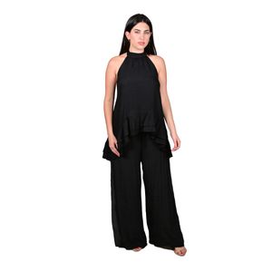 Conjunto 2 Piezas Top Y Pantalón En Bambula Doble Negro Mujer Juliette