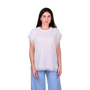 Remera Manga Corta En Yoyo Con Galones Marfil Mujer L'Exclusif