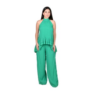 Conjunto 2 Piezas Top Y Pantalón En Bambula Doble Verde Mujer Juliette