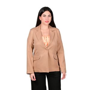 Blazer Brillo Forrado Camel Corte Simple Mujer L'Exclusif