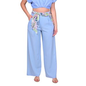 Pantalón Con Pinzas Celeste Mujer Juliette
