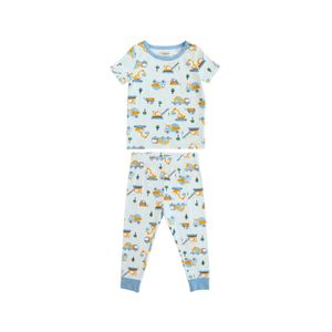 Pijama Remera Manga Corta Y Pantalón Tractor Celeste Niño Tiny Tots
