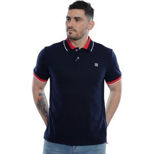 Remera Polo Manga Corta Con Gola Combinado Azul Marino / Rojo Hombre Ted Lapidus