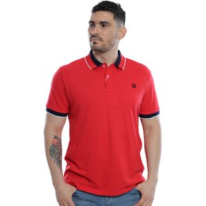 Remera Polo Manga Corta Con Gola Combinado Rojo / Azul Marino Hombre Ted Lapidus