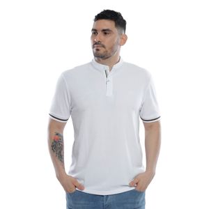 Remera Polo Manga Corta Cuello Mao Blanco Hombre Ted Lapidus
