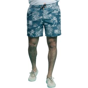 Short De Baño Palmera Estampado Azul Medio Hombre Ted Lapidus