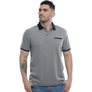 Remera Polo Manga Corta Gola Gris / Azul Marino Hombre Ted Lapidus