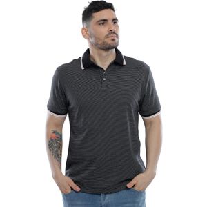 Remera Polo Manga Corta Rayas Gola Azul Negro Hombre Ted Lapidus