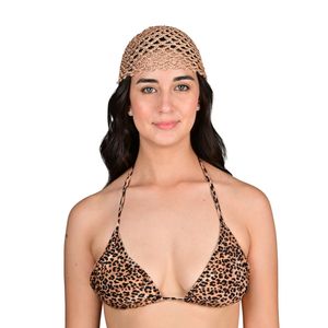 Gorro Tejido A Crochet Beige Mujer