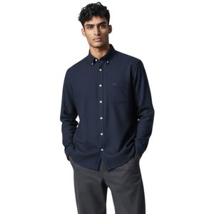 Camisa Manga Larga Denim Liso Con Bolsillo Azul Marino Hombre Oscar De La Renta