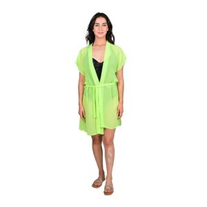 Salida De Baño Manga Corta Espolverino En Gasa Verde Mujer L'Exclusif