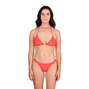 Corpiño Halter Triangular Coral Liso Mujer Mix & Match