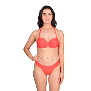 Corpiño Halter Balconette Coral Liso Mujer Mix & Match