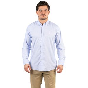 Camisa Manga Larga Liso Fantasy Celeste Hombre Oscar De La Renta