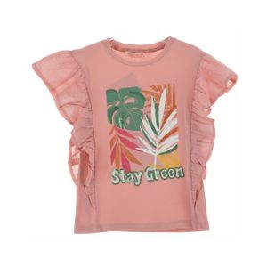 Blusa Manga Corta Col Arty Hojas Rosa Niña Original Marines
