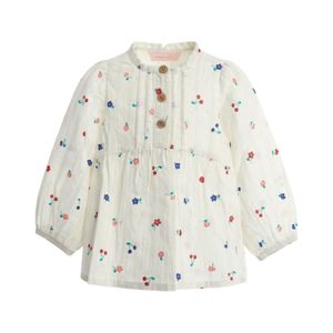 Blusa Manga Larga Bordado Cuello Mao Bebé Niña Original Marines