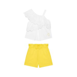 Conjunto Blusa Con Short Asimétrico Blanco Niña Original Marines