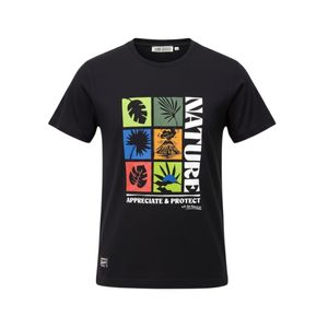 Remera Manga Corta Con Estampado Negro Niño Original Marines