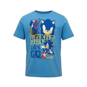 Remera Manga Corta Con Estampado Sonic Azul Niño Original Marines