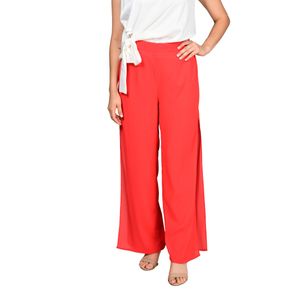 Pantalón Estilo Palazo Doble De Gasa Rojo Mujer Juliette