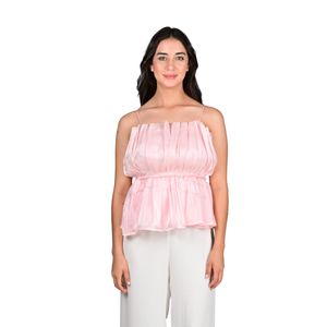 Blusa Sin Mangas Estilo Peplum Rosa Mujer Fashion Celina