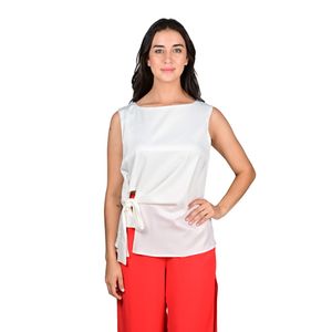 Blusa Sin Manga Marfil Satinada Mujer Juliette