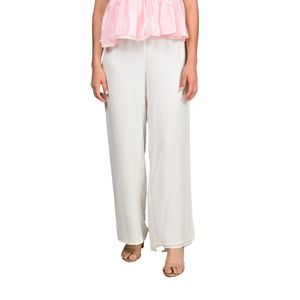 Pantalón Estilo Palazo Doble De Gasa Marfil Mujer Juliette