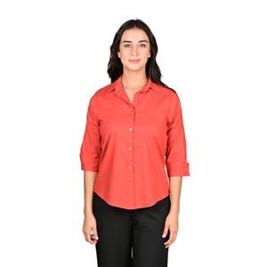 Camisa Manga Corta De Lino Terracota Mujer Juliette