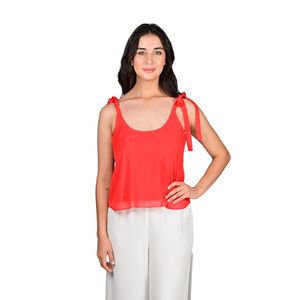 Camisilla En Gasa Con Lurex Rojo Mujer L'exclusif