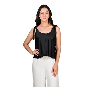 Camisilla En Crepe Satinado Negro Mujer L'Exclusif
