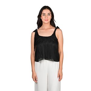 Camisilla En Gasa Con Lurex Negro Mujer L'exclusif