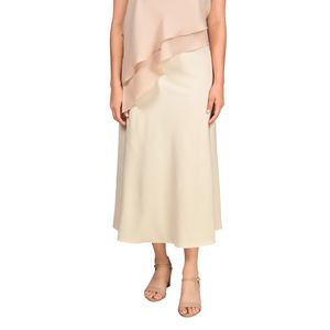 Pollera Midi Liso Beige Mujer L'Exclusif