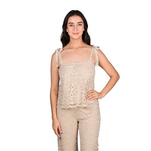 Camisilla En Encaje Beige Mujer L'exclusif