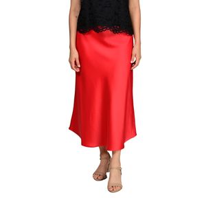 Pollera Corte Al Bies Rojo En Satin Mujer L'Exclusif