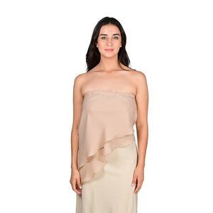 Blusa Strapless Asimétrica Beige Mujer Tiare