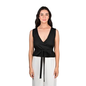 Blusa Sin Mangas Cruzada Negro Mujer L'exclusif