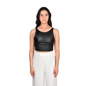 Top Crop Escote Redondo Negro Mujer Tiare