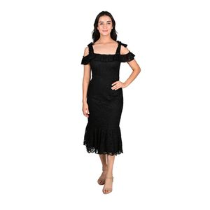 Vestido En Encaje Solera Negro Mujer L'exclusif