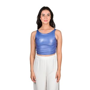 Top Crop Con Tirantes Anchos Tencel Azul Mujer Tiare