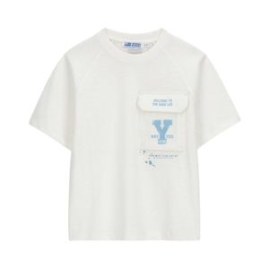 Remera Manga Corta Con Bolsillo Marfil Niño Original Marines