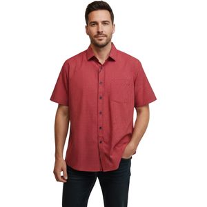 Camisa Manga Corta Basic Cuadro Bordo Hombre New Green
