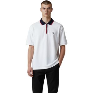 Remera Polo Manga Corta Blanco Azul Marino Hombre New Green