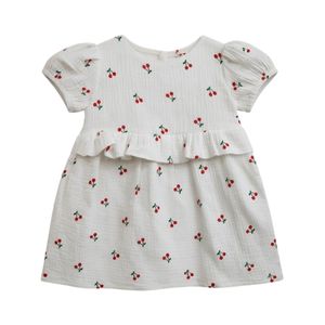 Vestido Manga Corta Estampado Cerezas Blanco Niña Tiare Girl